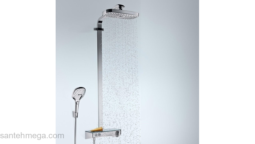 Душевая стойка Hansgrohe Raindance Select Push 300 2jet Showerpipe белый/хром 27126400. Фото