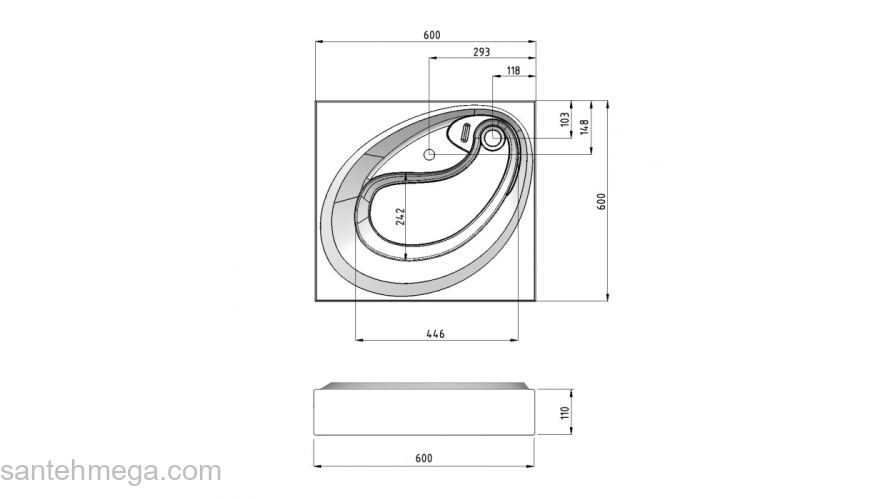 Раковина над стиральной машиной MADERA Ameli 600 60х60. Фото