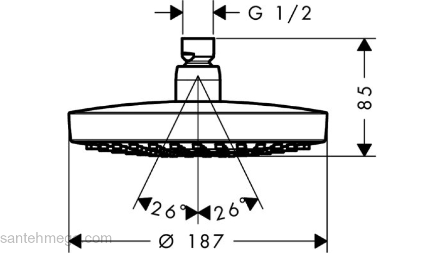 Верхний душ Hansgrohe Croma Select S 180 2jet (белый/хром) 26522400. Фото