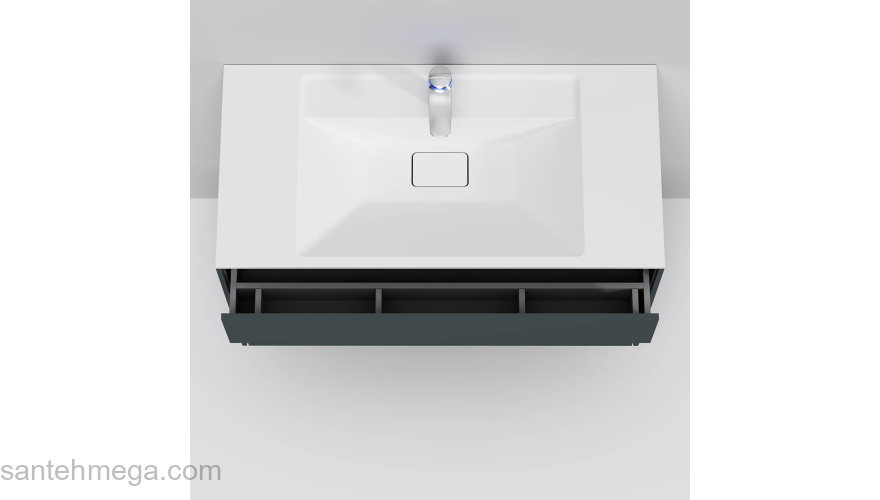 База под раковину подвесная 100 см, 3 ящика, графит матовый AM.PM Inspire 2.0 M50AFHX1003GM. Фото