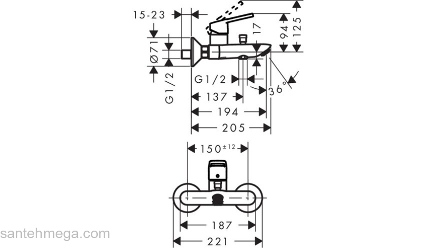 Смеситель для ванны Hansgrohe Logis Loop 71244000. Фото