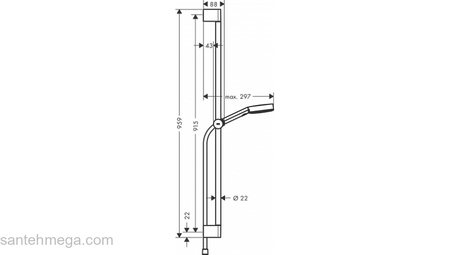 24170000 HANSGROHE  Pulsify Relaxation 105,3jet, 90см душевой гарнитур. Фото