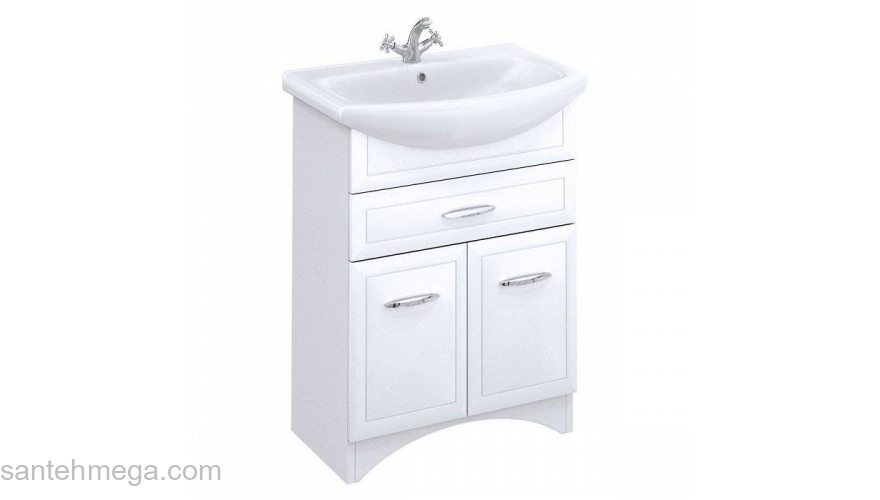 Тумба с умывальником для ванной комнаты напольная белая 65 см Victoria Milardo VIC65W1M95K. Фото