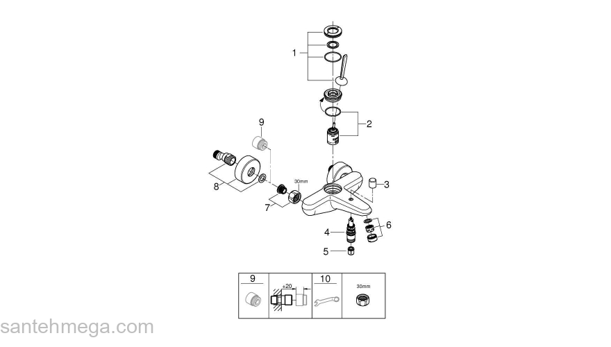 Смеситель для ванны GROHE Eurodisc Joystick 23431000. Фото