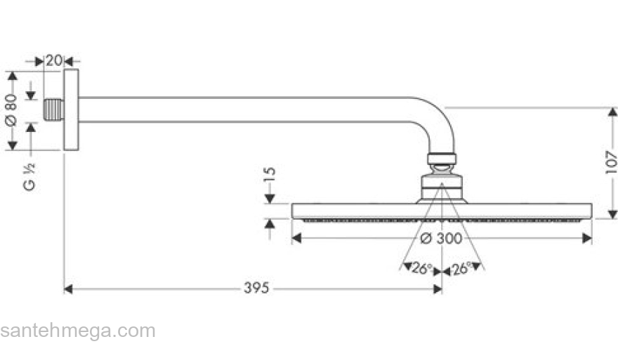 Верхний душ Hansgrohe Raindance S 300 Air 27493000. Фото