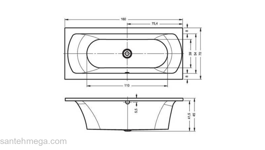 Ванна акриловая RIHO Lima 160х70 BB42005. Фото