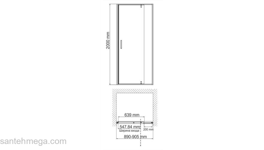 Душевая дверь WASSERKRAFT  Elbe 74P04. Фото