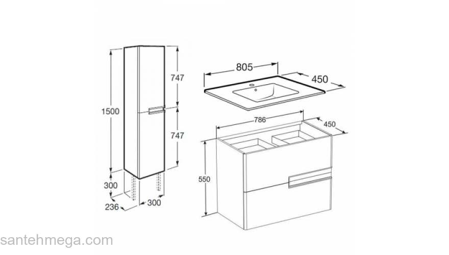 Тумба под раковину ROCA Victoria Nord Black Edition 80 ZRU9000097. Фото