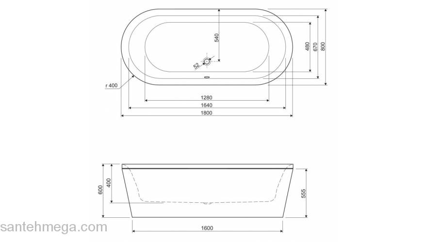 Ванна акриловая CEZARES Metauro Wall 180x80. Фото