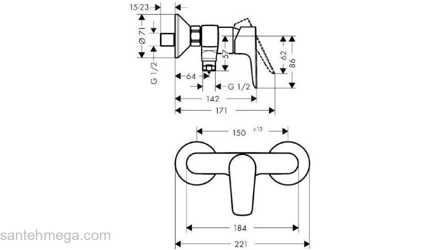 Смеситель для душа Hansgrohe Talis E 71760700. Фото