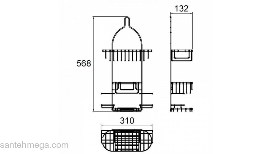 Полка многоярусная прямая проволока стальная 14 Milardo 014W050M44 для ванной комнаты. Фото