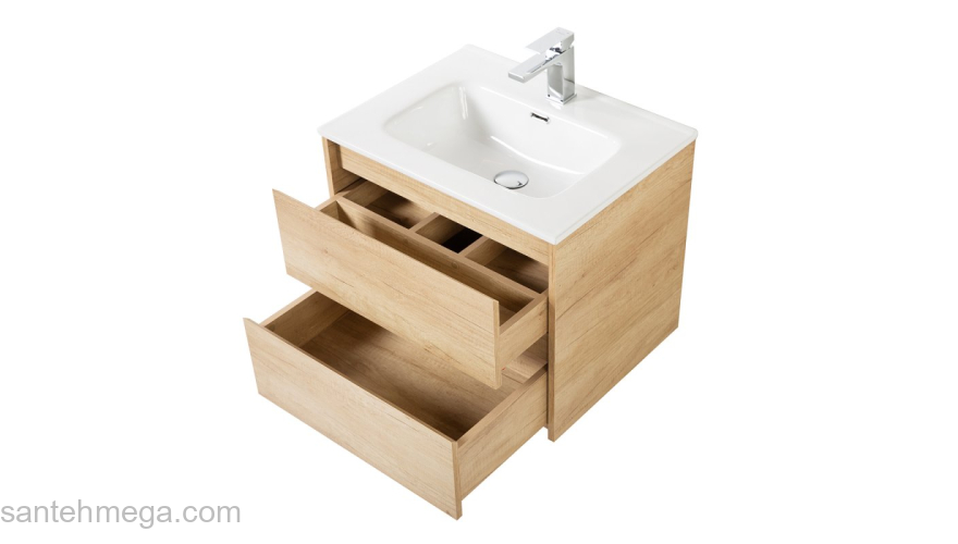 Тумба под раковину подвесная BELBAGNO KRAFT-700-2C-SO-RNN Rovere Nebrasca Nature. Фото