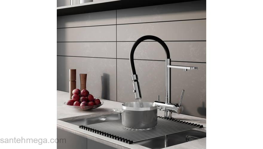 Смеситель для кухни с фильтром и гибким изливом хром Ace IDDIS ACESBFFi05. Фото