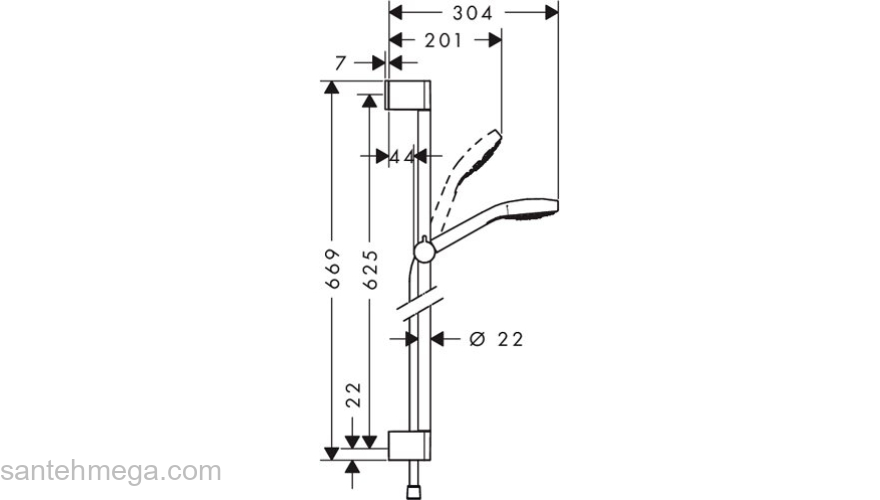 Душевой гарнитур Hansgrohe Croma Select S Vario 65см 26562400. Фото