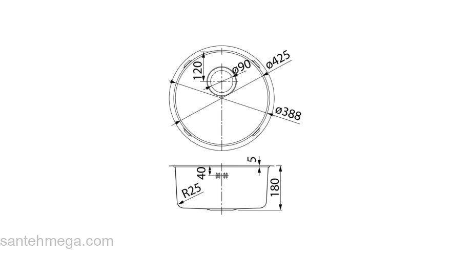 Мойка нерж.сталь универсального монтажа графит D-425*180 Edifice IDDIS EDI42G0i77. Фото