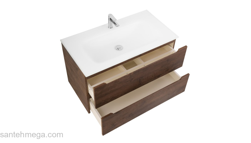 Тумба под раковину подвесная BELBAGNO ETNA-1000-2C-SO-RW-P Rovere Moro. Фото