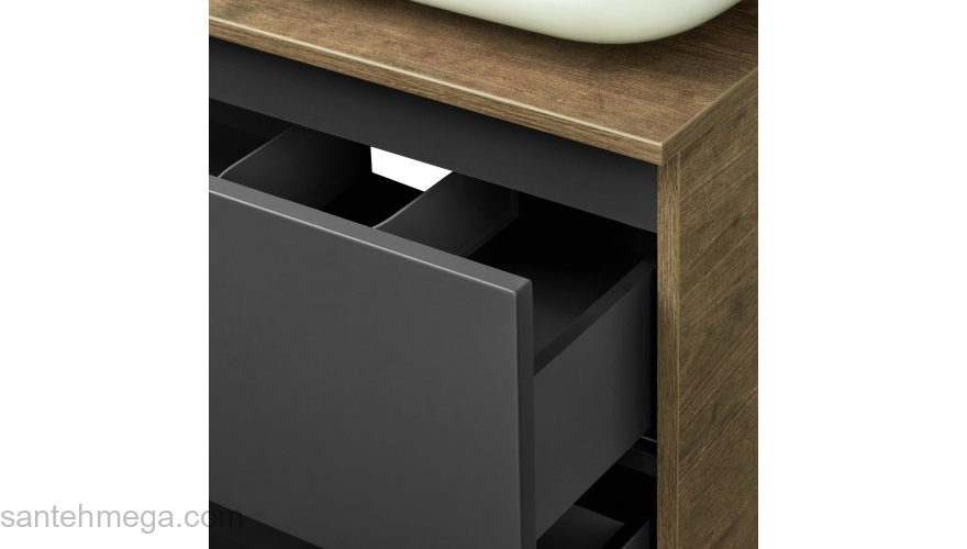 Тумба под раковину подвесная AQUATON Терра 105 Дуб Кантри/Антрацит 1A246901TEKA0. Фото