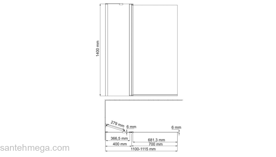 Стеклянная шторка на ванну WASSERKRAFT Berkel 48P02-110WHITE Fixed. Фото