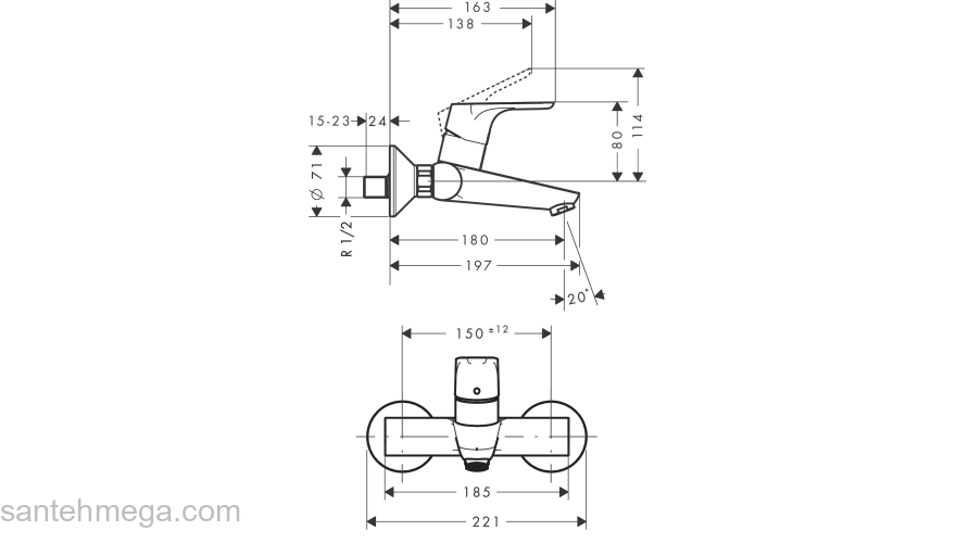 Смеситель для раковины Hansgrohe 31923000, хром. Фото