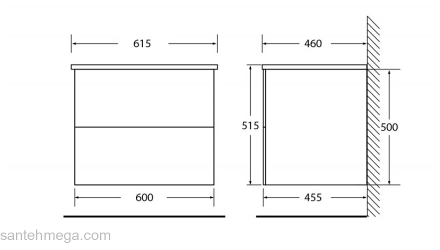 Тумба под раковину подвесная BELBAGNO ETNA-600-2C-SO-BL-P Bianco Lucido. Фото