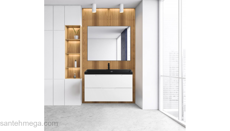 Тумба под раковину подвесная BELBAGNO VITTORIA-800-2C-SO-BL-P Bianco Lucido. Фото