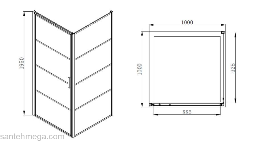 Душевое ограждение AZARIO Richmond 100х100 AZ-NAG1221 1000 Black. Фото