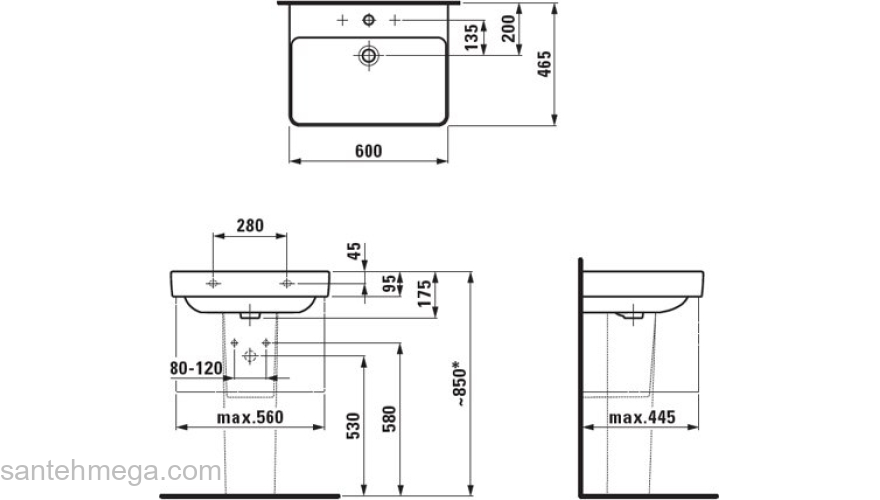 Раковина подвесная LAUFEN Pro S 60х46 8.1096.3.000.104.1. Фото