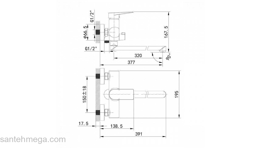 Смеситель для ванны с длинным изливом Bridge IDDIS BRDSB02i10WA. Фото