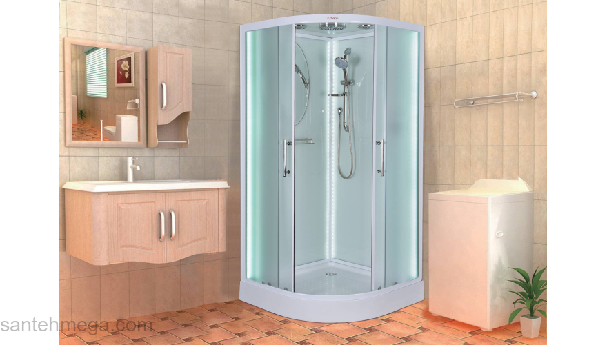 Душевая кабина ESBANO полукруглая с крышей и LED освещением ESBANO ES-L100CR. Фото