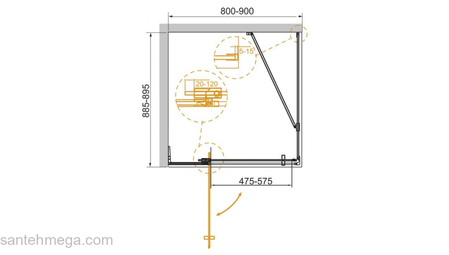 Душевой угол CEZARES Slider SLIDER-AH-1-100-80/90-C-NERO. Фото
