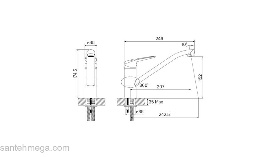 Смеситель для кухни черный матовый Male IDDIS MALBL00i05. Фото