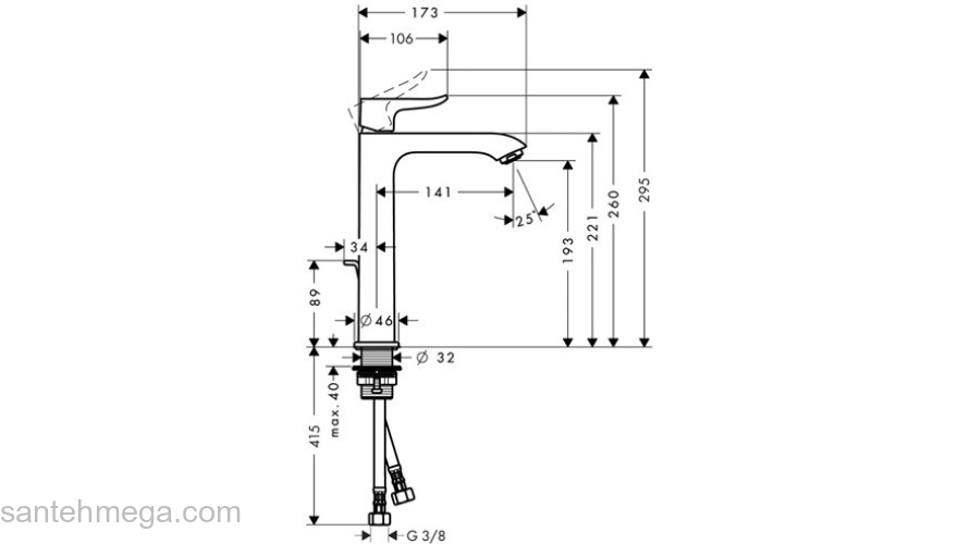 Смеситель для раковины Hansgrohe Metris 200 31183000. Фото