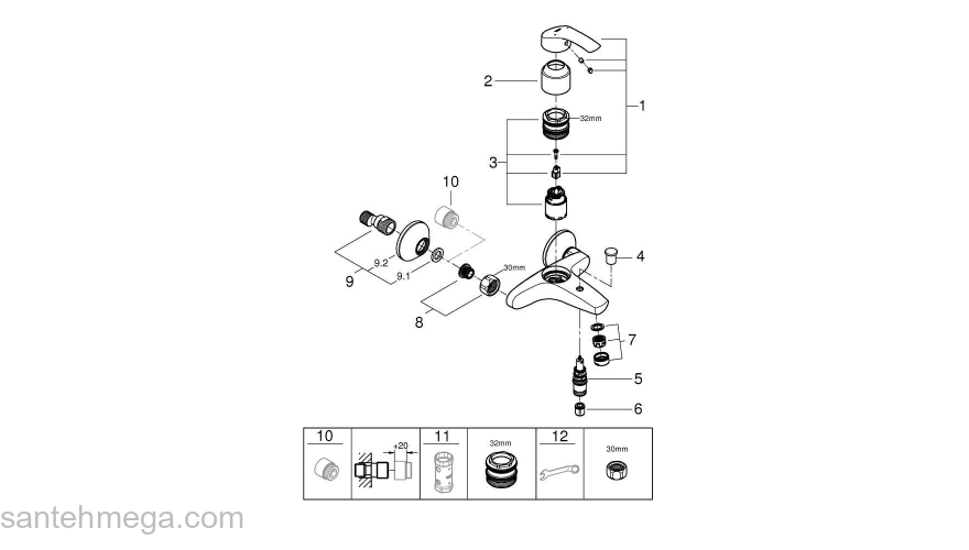 Смеситель для ванны GROHE Eurosmart 2015 33300002. Фото