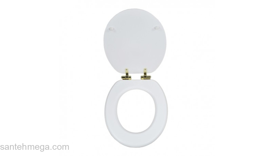 Деревянное быстросъемное сидение MAGLIEZZA Retro 9000B-DO белое, петли золото. Фото