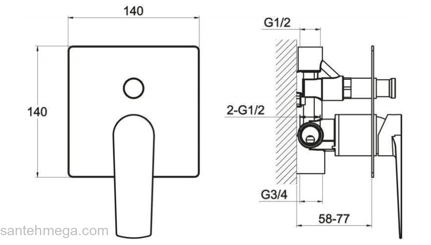 Смеситель для душа встраиваемый BELBAGNO Carie CAR-BASM-CRM. Фото