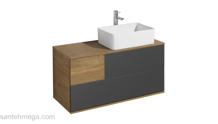 Тумба под раковину подвесная AQUATON Терра 105 Дуб Кантри/Антрацит 1A246901TEKA0. Фото