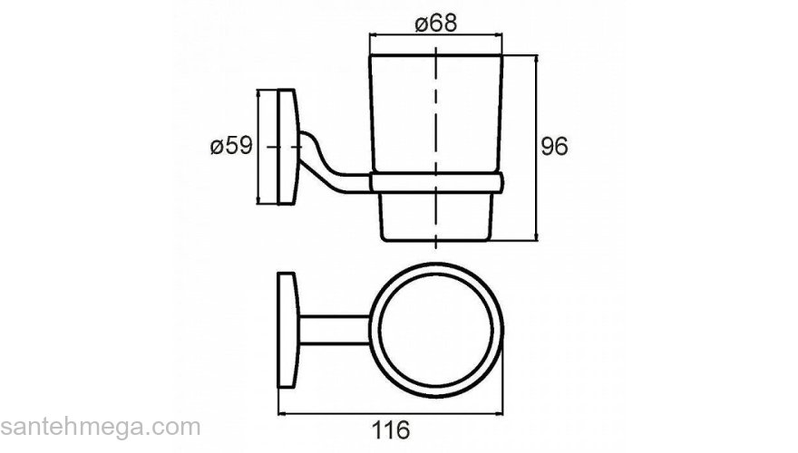 Подстаканник одинарный настенный стекло сплав металлов Cadiss Milardo CADSMG0M45 для ванной комнаты. Фото