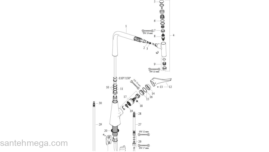 Смеситель для кухни Hansgrohe Metris Select хром 14884000. Фото