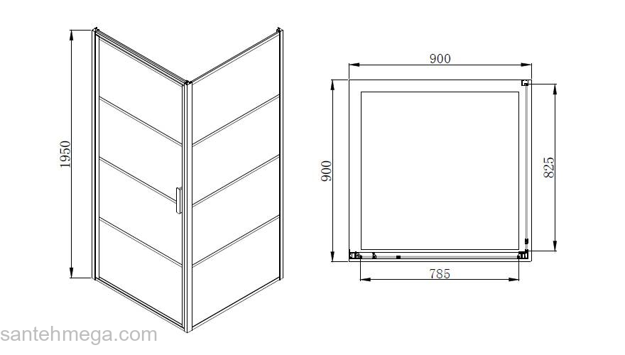 Душевое ограждение AZARIO Richmond 90х90 AZ-NAG1221 900 Black. Фото