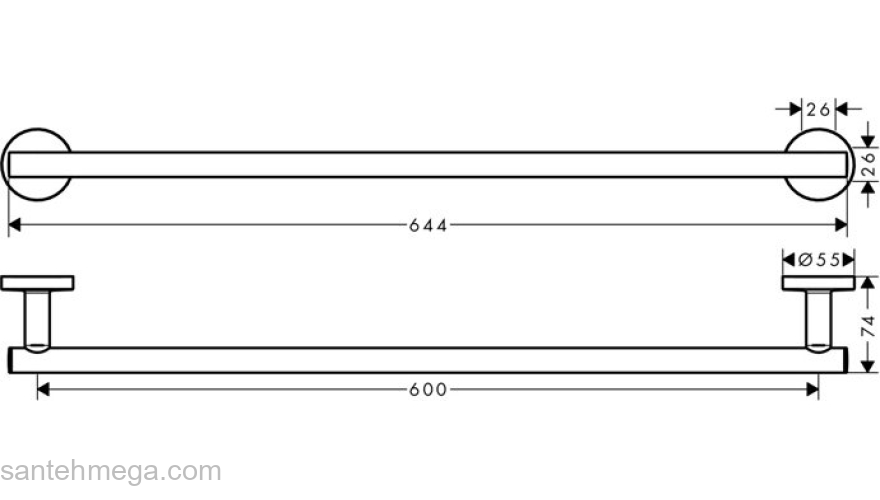 Полотенцедержатель Hansgrohe Logis Universal 60см 41716000 для ванной комнаты. Фото