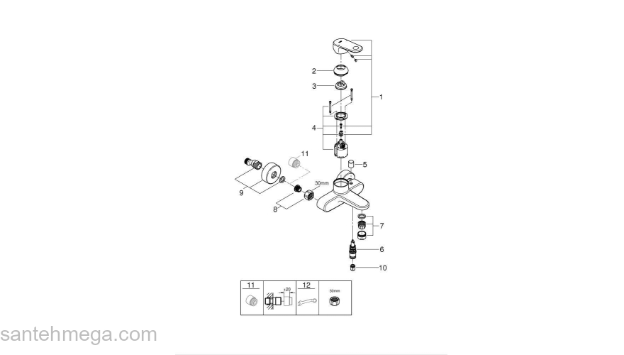 Смеситель для ванны GROHE Europlus New 33553002. Фото