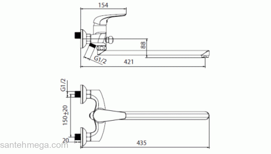 Смеситель для ванны MILARDO Baffin BA232A9CK MI. Фото
