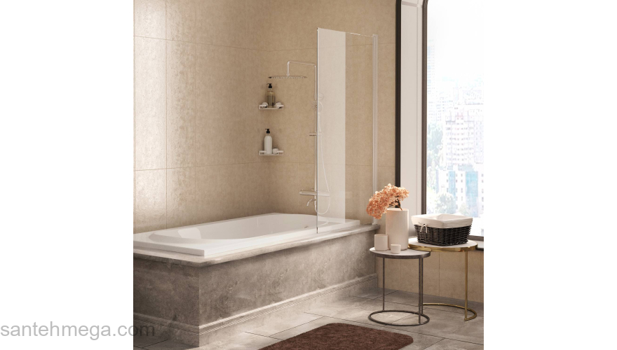 Стеклянная шторка на ванну WASSERKRAFT Berkel 48P01-80WHITE. Фото