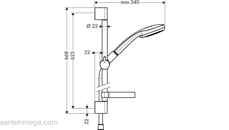 Душевой гарнитур Hansgrohe Croma 100 Vario/Unica’C 65cm 27772000. Фото