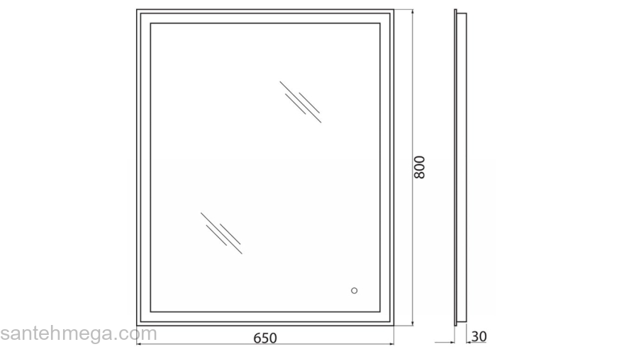Зеркало с встроенным светильником и сенсорным выключателем BELBAGNO SPC-GRT-650-800-LED-TCH. Фото