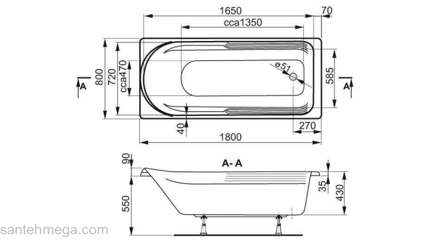 Ванна акриловая VAGNERPLAST Hera 180 VPBA180 HER2X-01. Фото