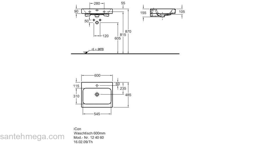 Раковина GEBERIT Icon 60x48 124060000. Фото