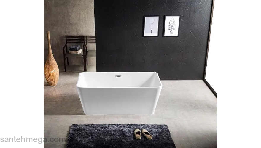 Ванна акриловая Azario LINCOLN 1600х800х580, свободностоящая, в комплекте с сифоном и металлической рамой LIN16080. Фото