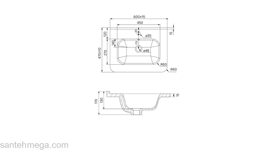 Тумба с умывальником подвесная 60 см белая Brick IDDIS BRI60W0i95K. Фото
