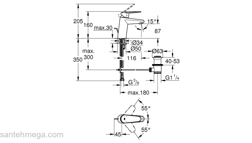 Смеситель для раковины GROHE Eurodisc Cosmopolitan 3319020E. Фото